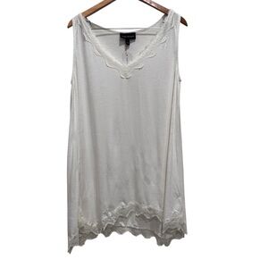NWT Lane Bryant The Swing Collection White Lace Trim V Neck Tank Top Size 14/16